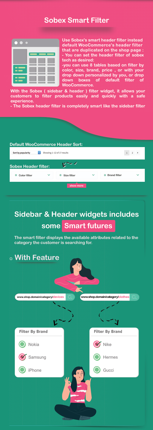sobex tech WooCommerce header widget filter & sidebar widget filter